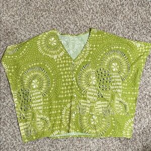 SHEIN Lime Green Patterned Blouse